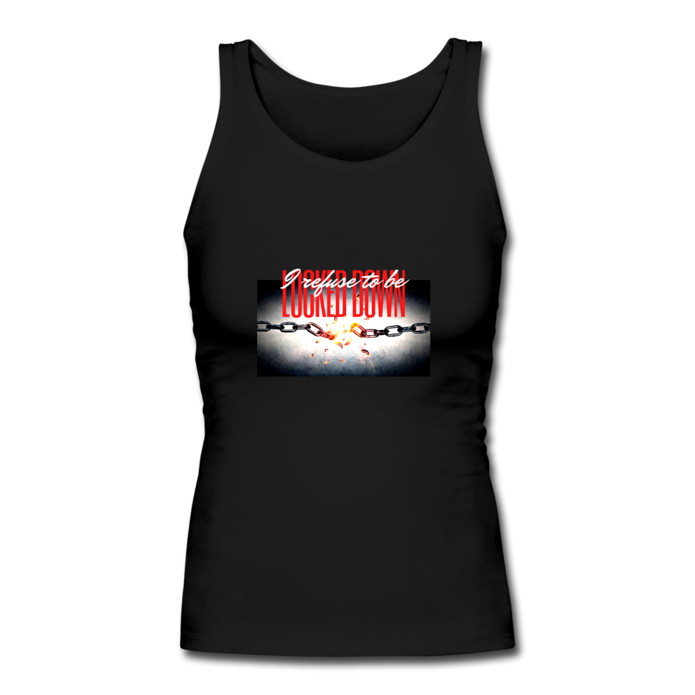 Women's Longer Length Fitted Tank - black