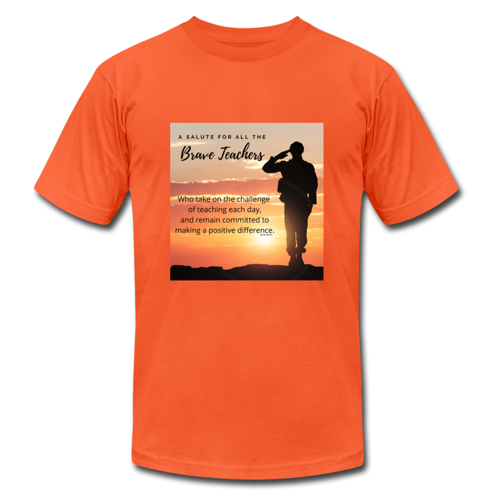 Brave Teacher Salute Unisex T-Shirt - orange